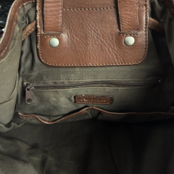 Vintage Sundance Brown Leather Bucket Bag Drawstring Boho Crossbody Backpack - Picture 7 of 10